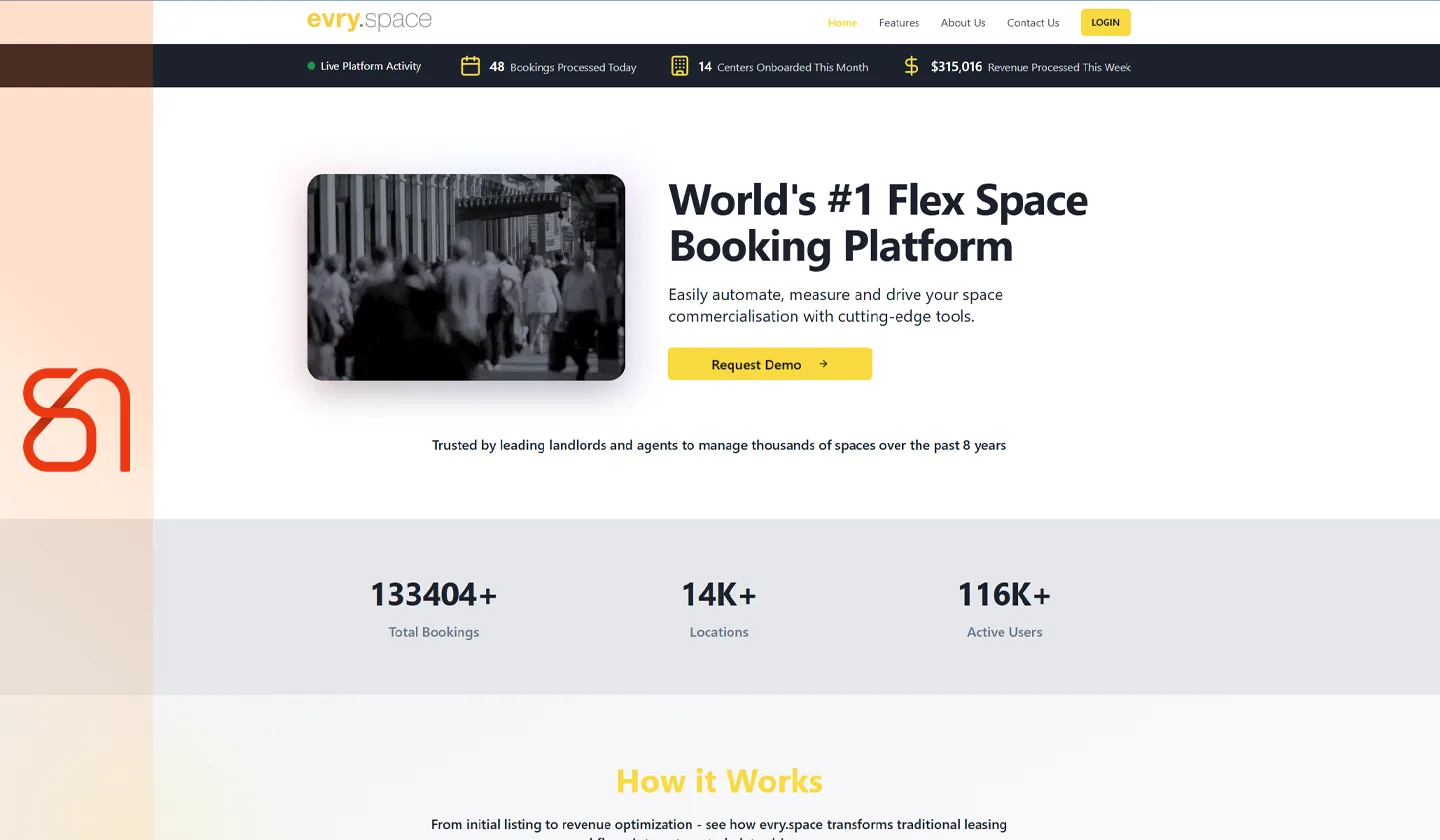 everySpace responsive company landing page screenshots